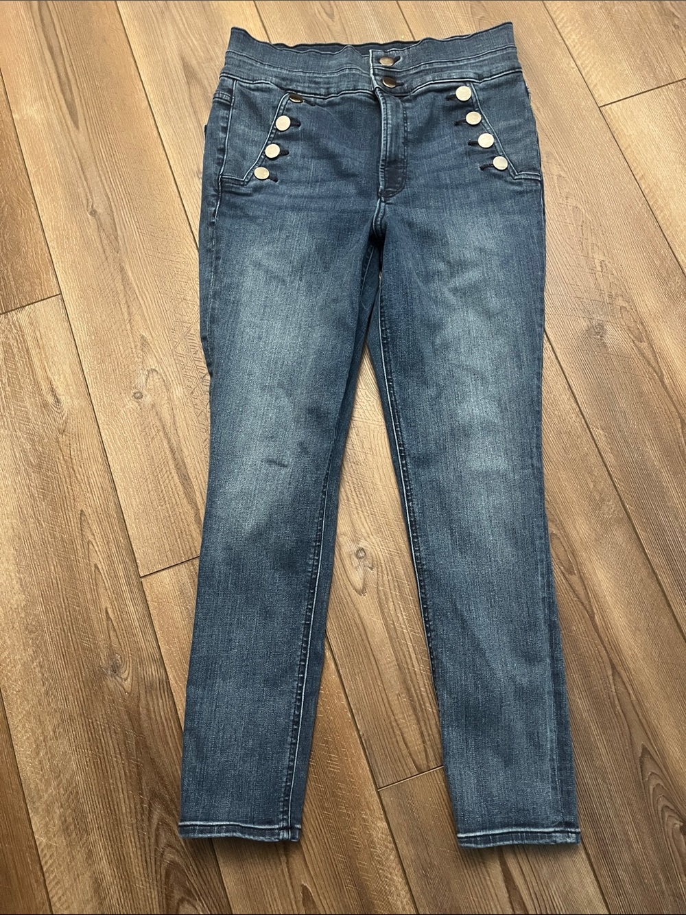 Express Super High-Rise sailor skinny Women’s Jeans with Decorative Buttons